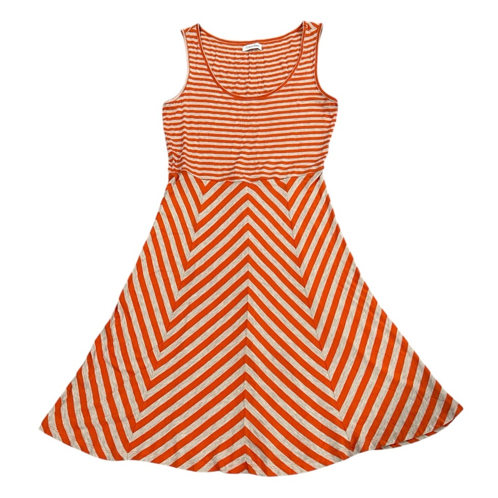 Calvin Klein Orange Gray Stripe Dress